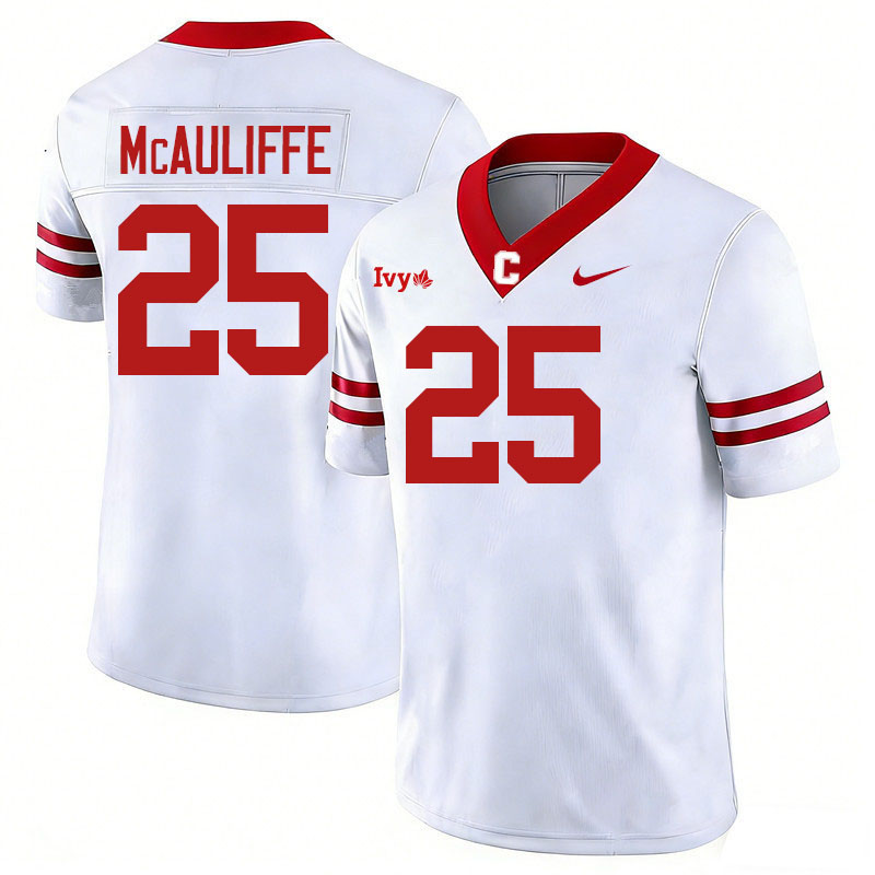 Cornell Big Red #25 John McAuliffe College Football Jerseys,Uniforms Stitched-White